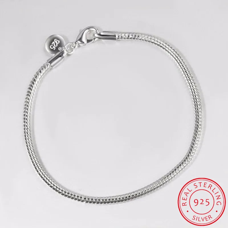 925 Sterling Silver Bracelets 3mm 4mm Snake Bones Bracelets Bangles For Men and Women Jewelry S-B36