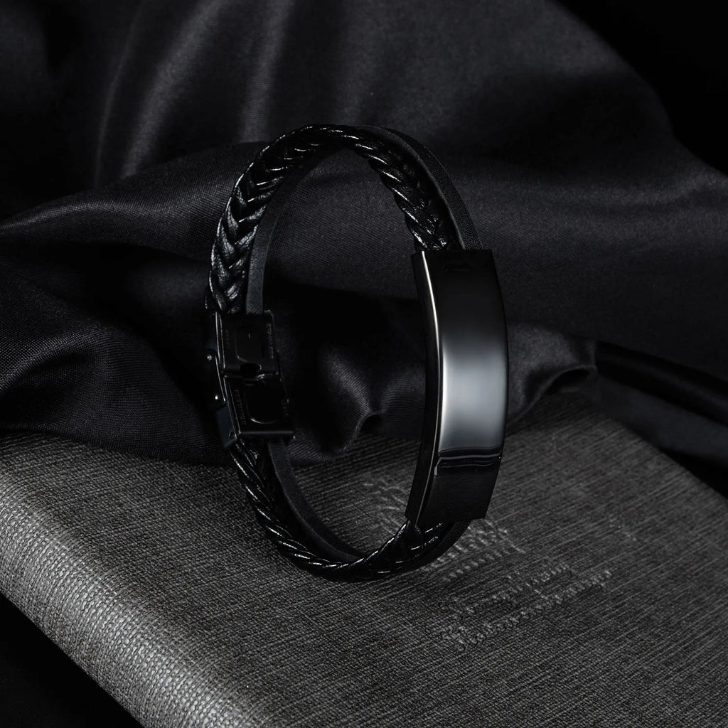 Men’s Retro Leather Bracelet – Classic Hip Hop Street Style Wristband, Fashion Accessory for Trendy Looks