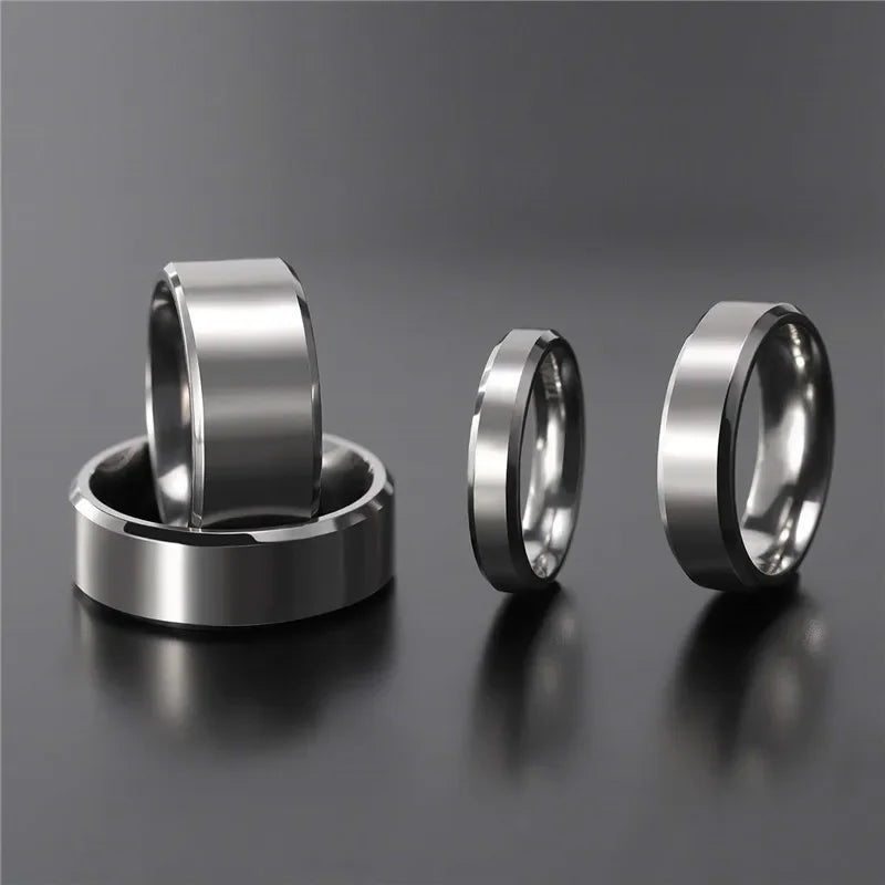 Kolmnsta 8/6/4mm Silver Color Men's Titanium Ring Brushed Man Wedding Band Engagement Rings Male Jewelry Couple anel feminino