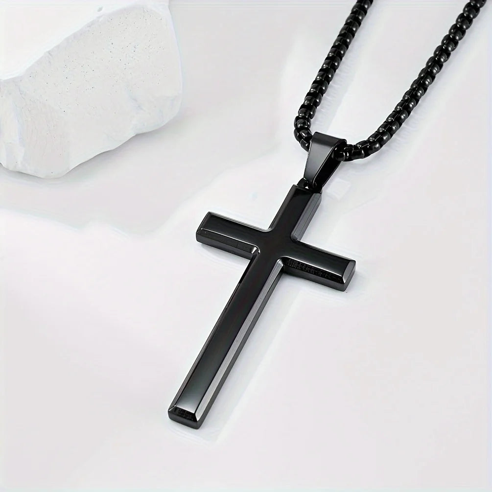 Collier Homme Spiritual Male Minimalism Stainless Steel Necklace Man's Jesus Cross Necklace for Man Collar Hombre