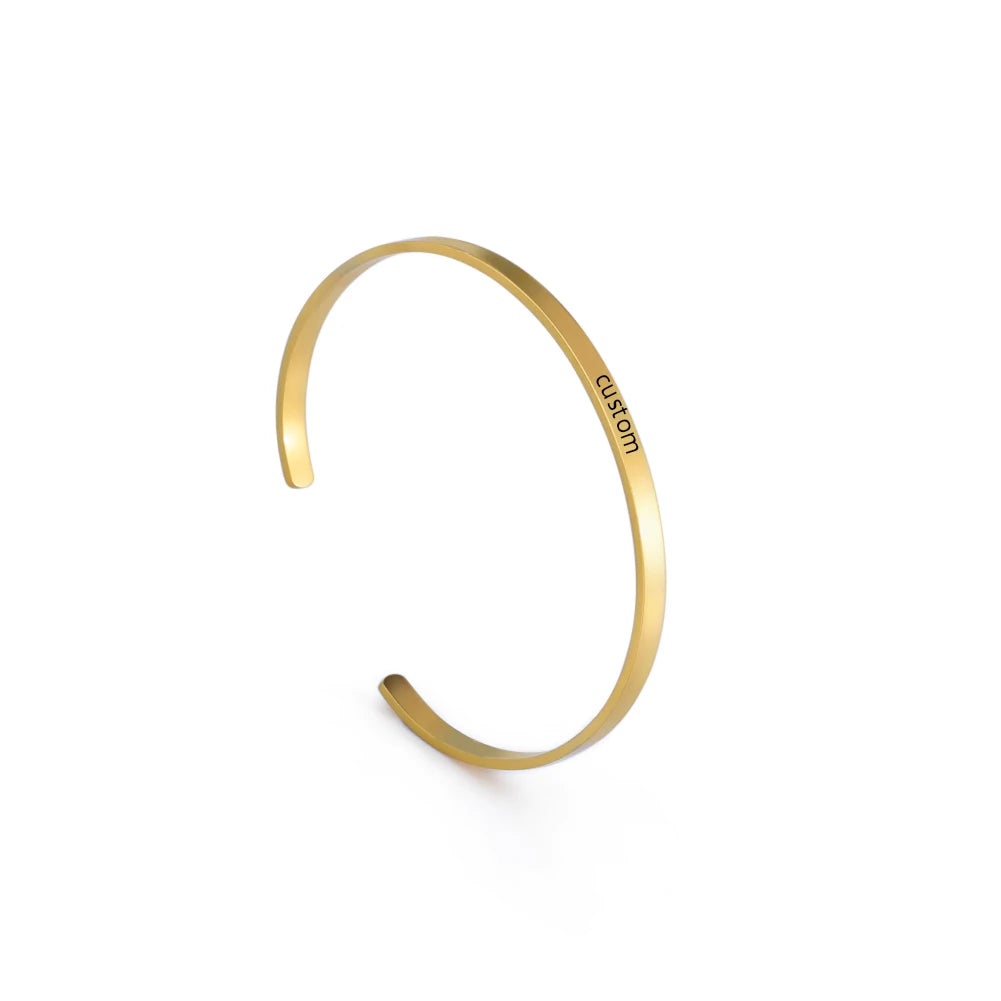 Sipuris 4mm Customized Name Date Bracelet Personalized Stainless Steel Letter Cuff Bangle Jewelry For Women Men Couple Gift