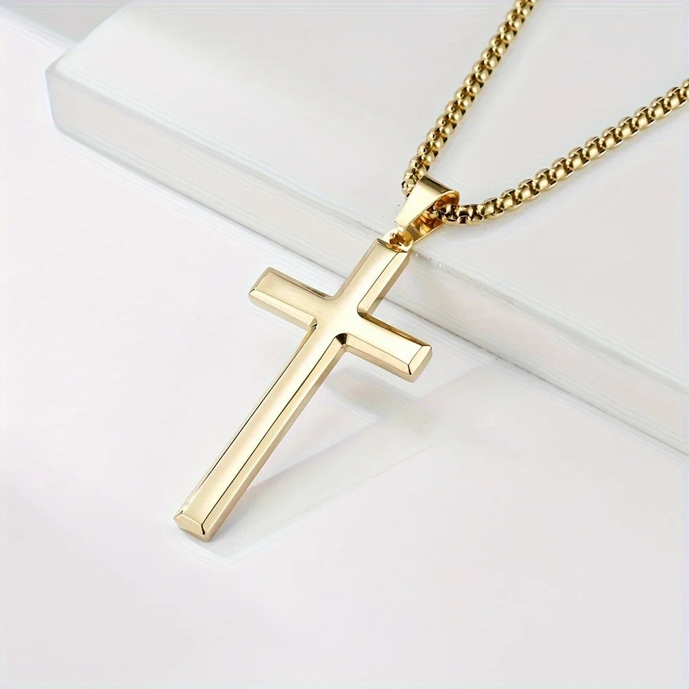 Collier Homme Spiritual Male Minimalism Stainless Steel Necklace Man's Jesus Cross Necklace for Man Collar Hombre
