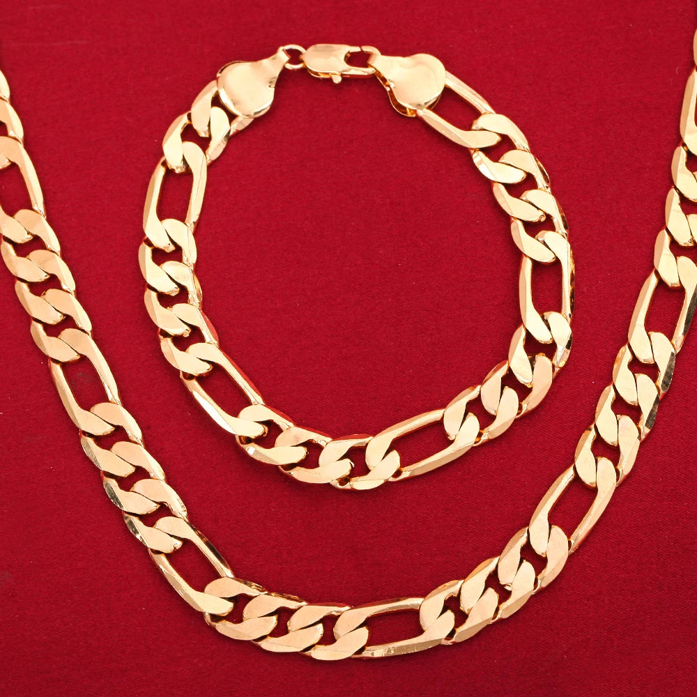 Hot popular 925 Sterling Silver 18K Gold noble 6MM Geometry Bracelets Neckalce Jewelry Sets for Women Men Fashion Gifts Wedding