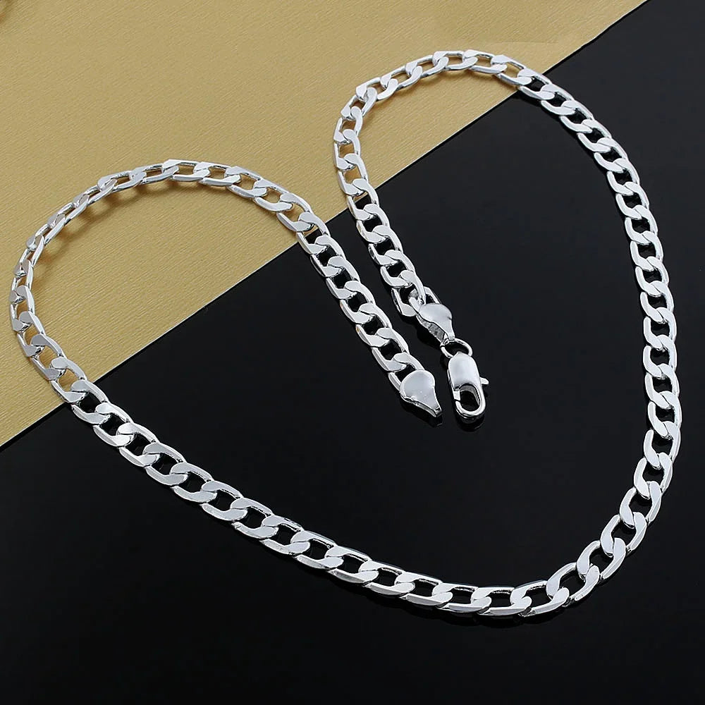 New luxury 925 Sterling Silver 18K gold special 8MM geometry chain bracelets neckalce for women men fashion designer jewelry set