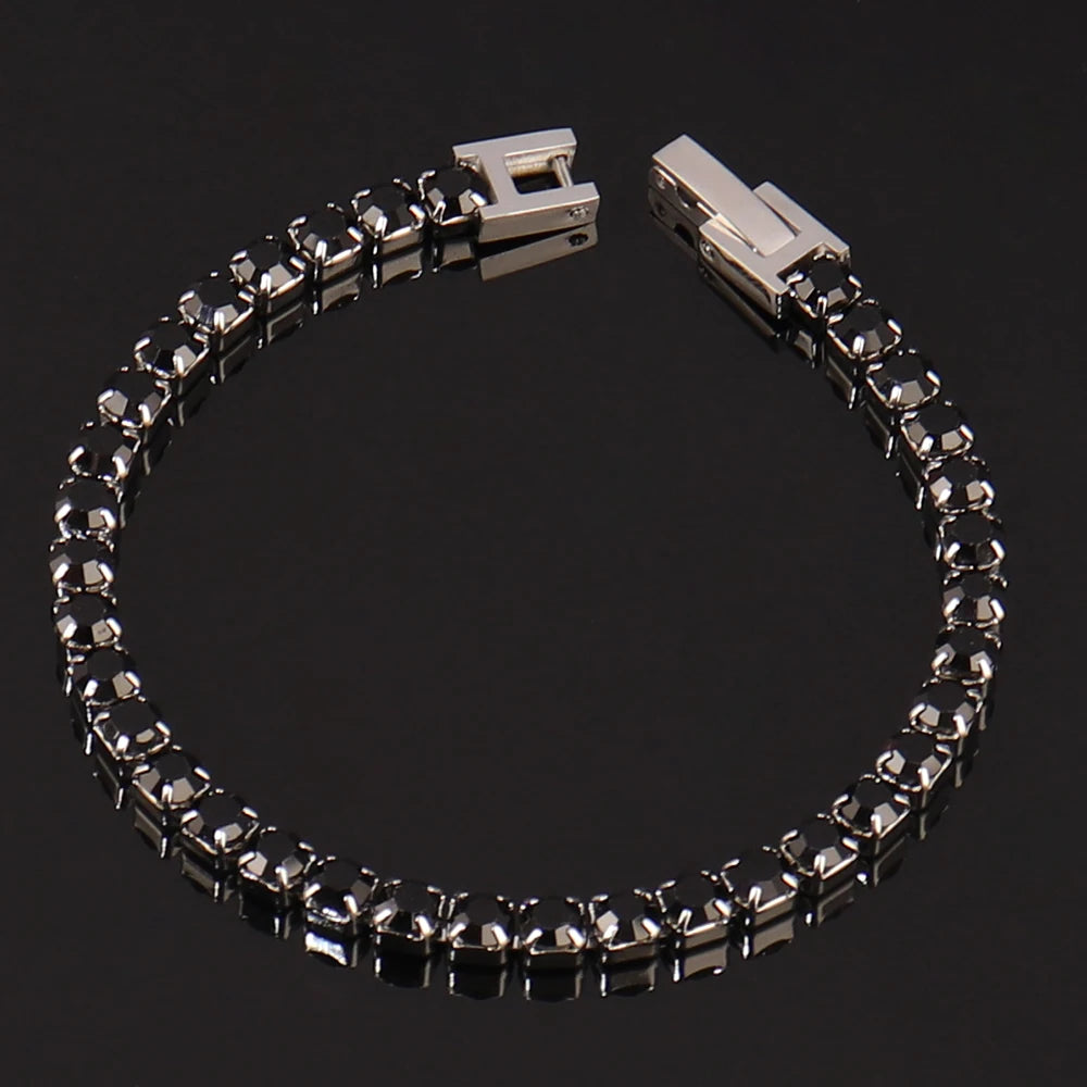 316L Stainless Steel Hip Hop Cubic Zirconia Bracelet for Women Men HipHop 4MM Color Tennis Chain Bracelets Wedding Jewelry Gifts
