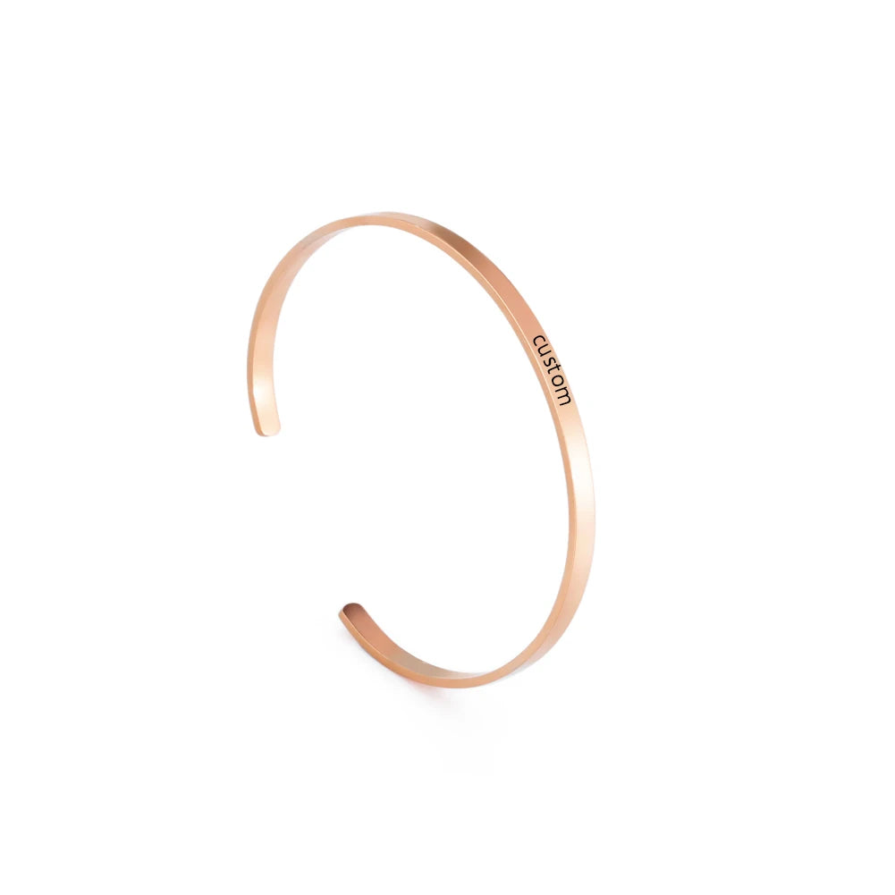 Sipuris 4mm Customized Name Date Bracelet Personalized Stainless Steel Letter Cuff Bangle Jewelry For Women Men Couple Gift