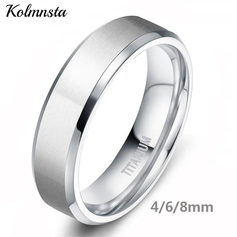 Kolmnsta 8/6/4mm Silver Color Men's Titanium Ring Brushed Man Wedding Band Engagement Rings Male Jewelry Couple anel feminino