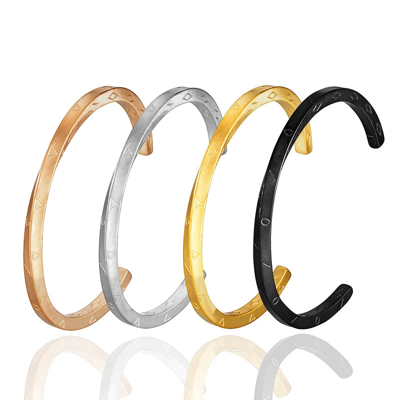 Trend Fashion Open Bangle Stainless Steel Twisted Golden Steel Color Black Men and Women‘s Exquisite Bracelet cuff Jewelry gifts