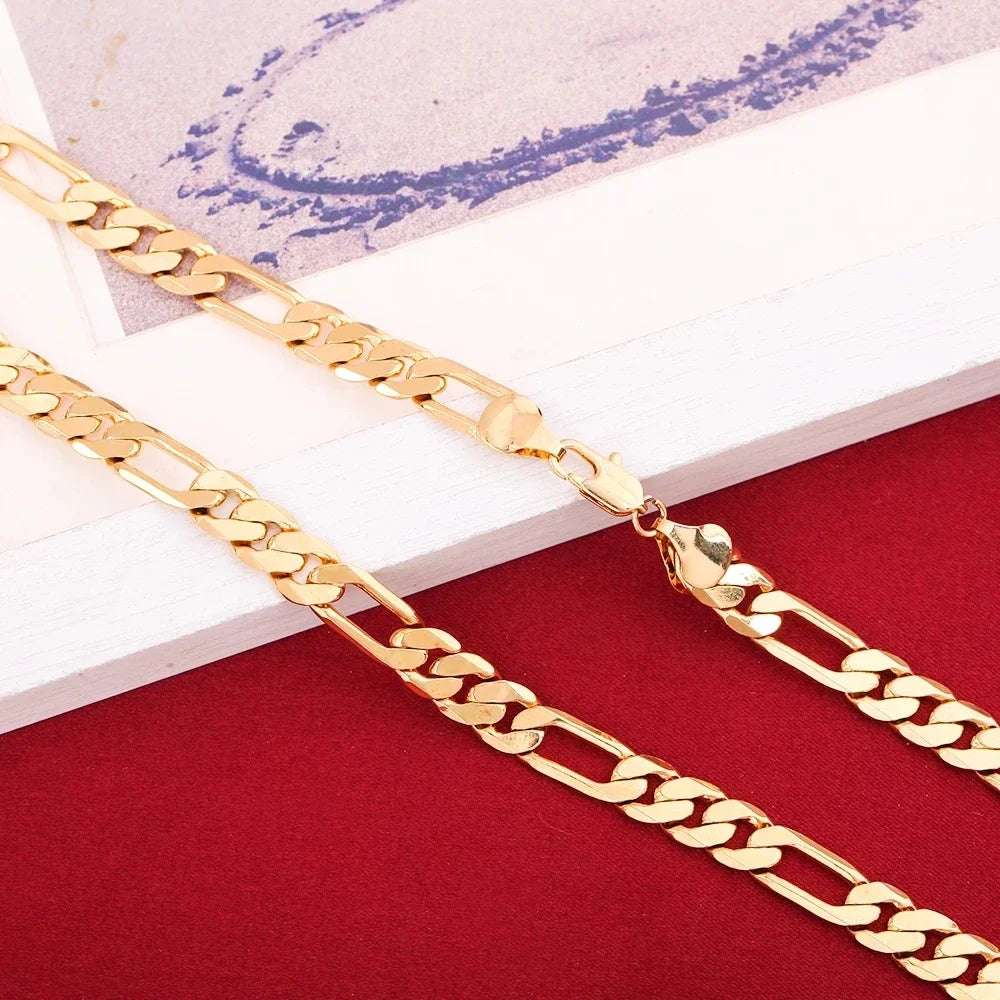 Hot popular 925 Sterling Silver 18K Gold noble 6MM Geometry Bracelets Neckalce Jewelry Sets for Women Men Fashion Gifts Wedding