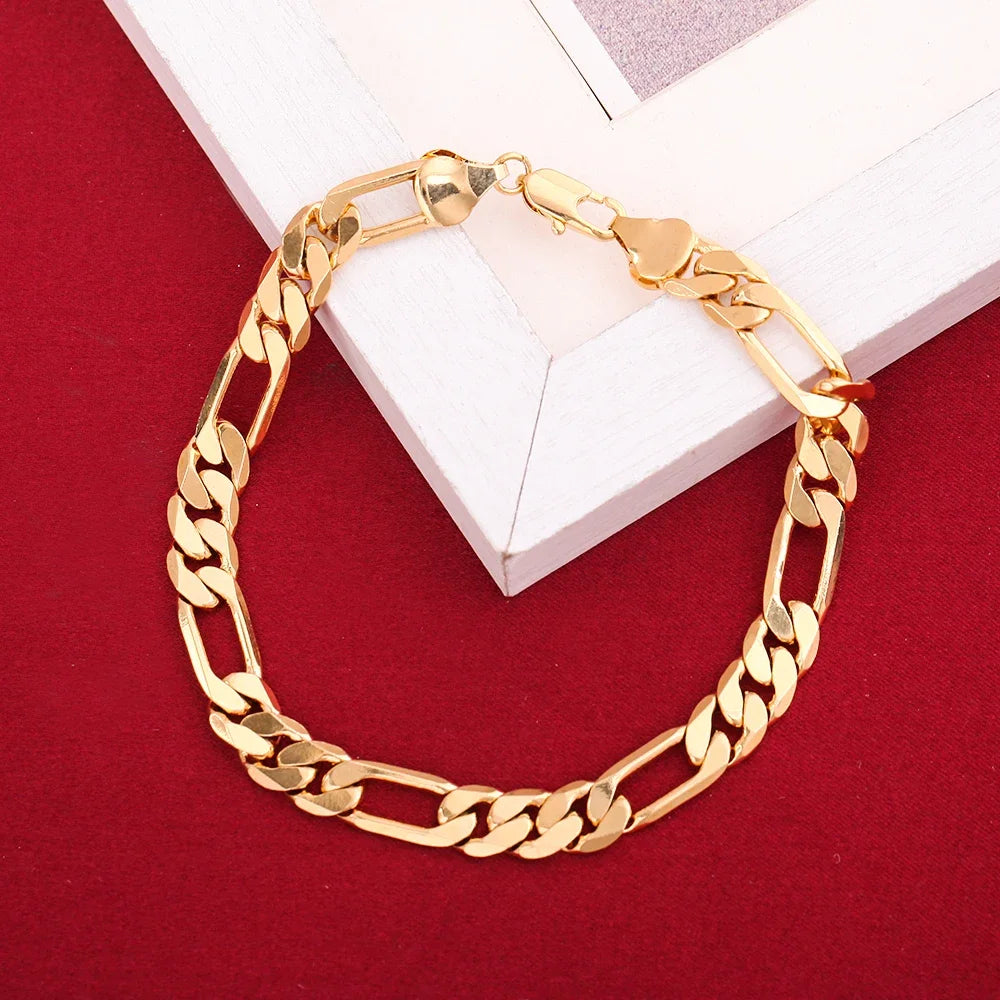 Hot popular 925 Sterling Silver 18K Gold noble 6MM Geometry Bracelets Neckalce Jewelry Sets for Women Men Fashion Gifts Wedding