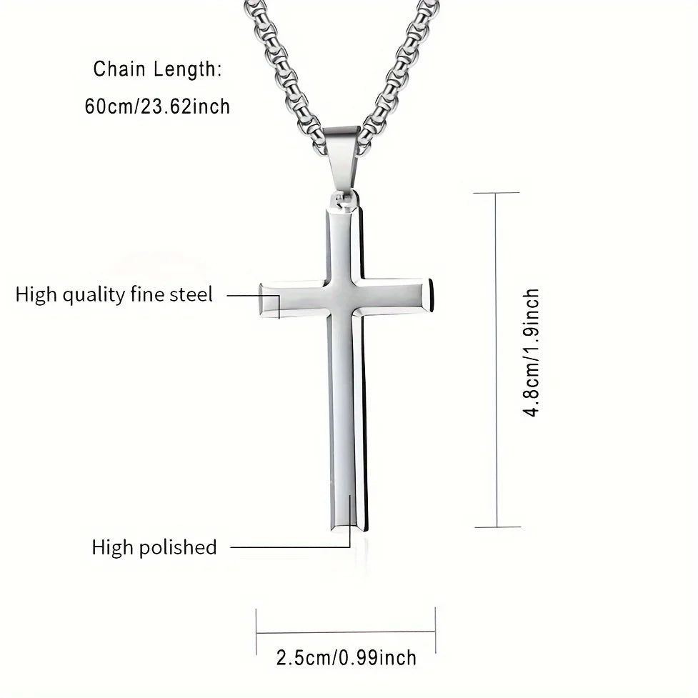 Collier Homme Spiritual Male Minimalism Stainless Steel Necklace Man's Jesus Cross Necklace for Man Collar Hombre