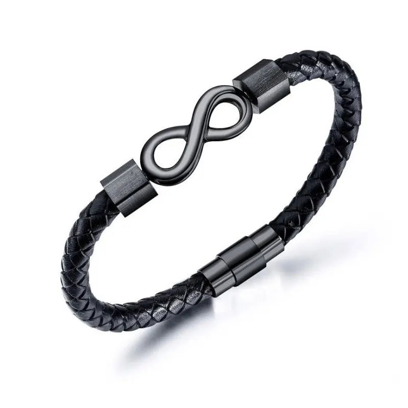 1Pcs Leather Bracelet Infinity Shape Special Popular Pattern Men's Bracelet For Men Stainless Steel Jewelry Accessories Gift
