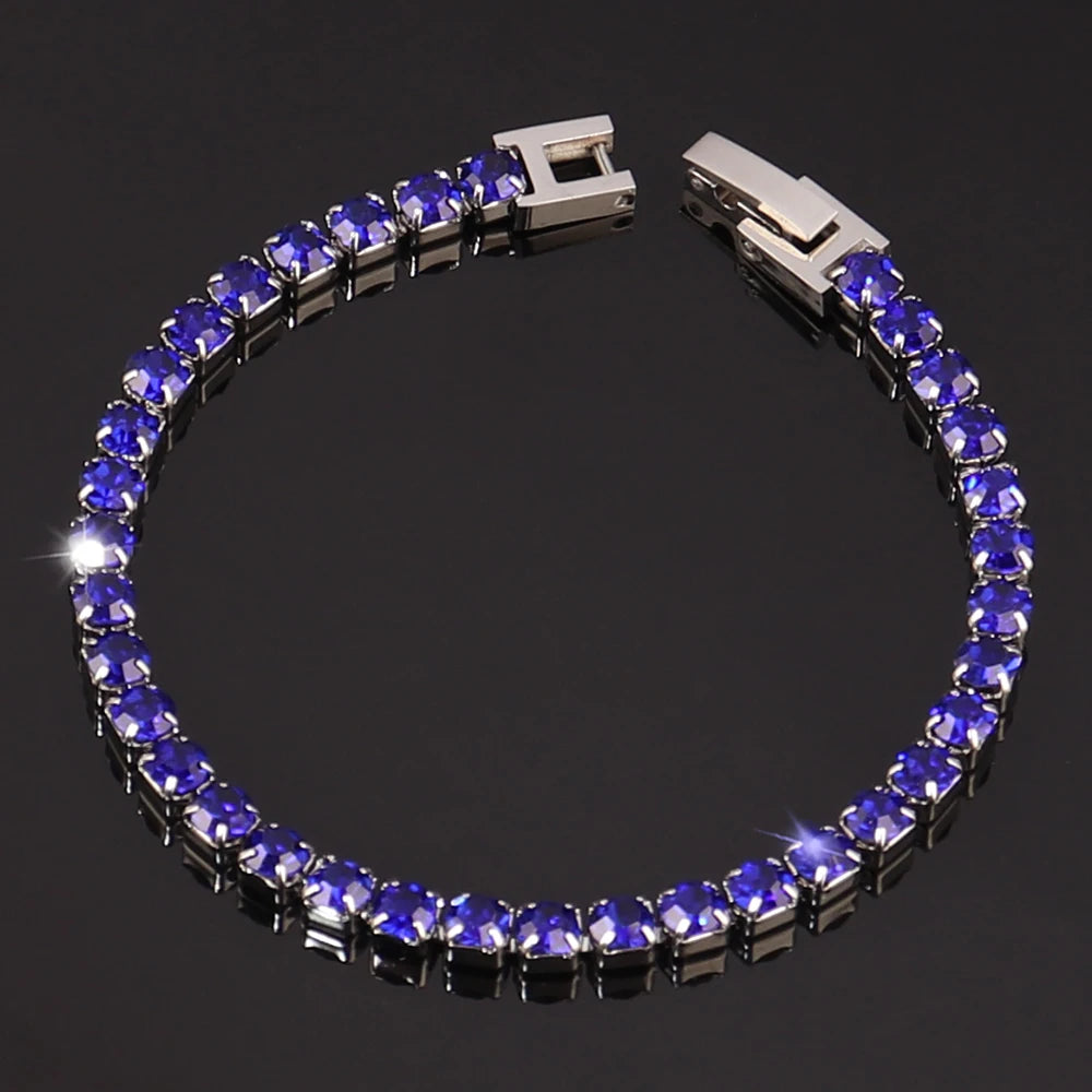 316L Stainless Steel Hip Hop Cubic Zirconia Bracelet for Women Men HipHop 4MM Color Tennis Chain Bracelets Wedding Jewelry Gifts