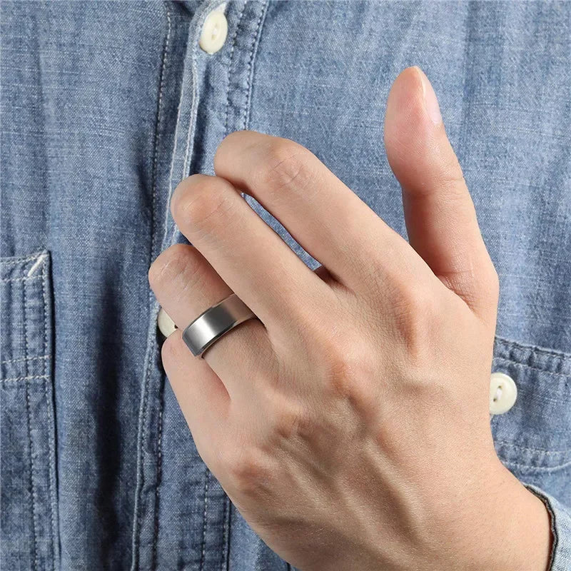 Kolmnsta 8/6/4mm Silver Color Men's Titanium Ring Brushed Man Wedding Band Engagement Rings Male Jewelry Couple anel feminino