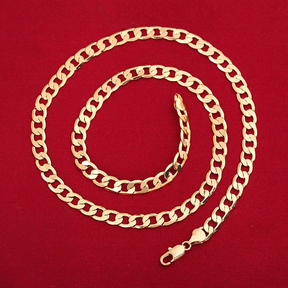 New luxury 925 Sterling Silver 18K gold special 8MM geometry chain bracelets neckalce for women men fashion designer jewelry set