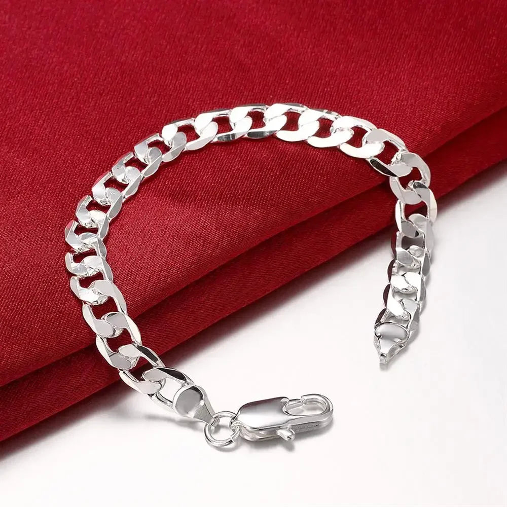 New luxury 925 Sterling Silver 18K gold special 8MM geometry chain bracelets neckalce for women men fashion designer jewelry set